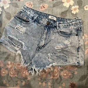 Forever 21 Light Blue Distressed Jean Shorts